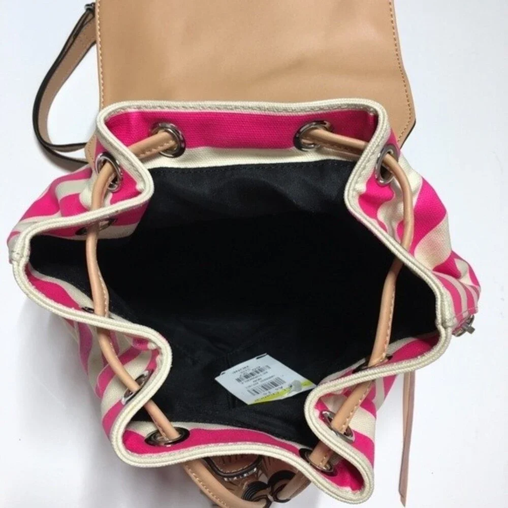 Rebecca Minkoff Pink and Creamy Ivory Flamingo Stripe Moto Backpack NWOT